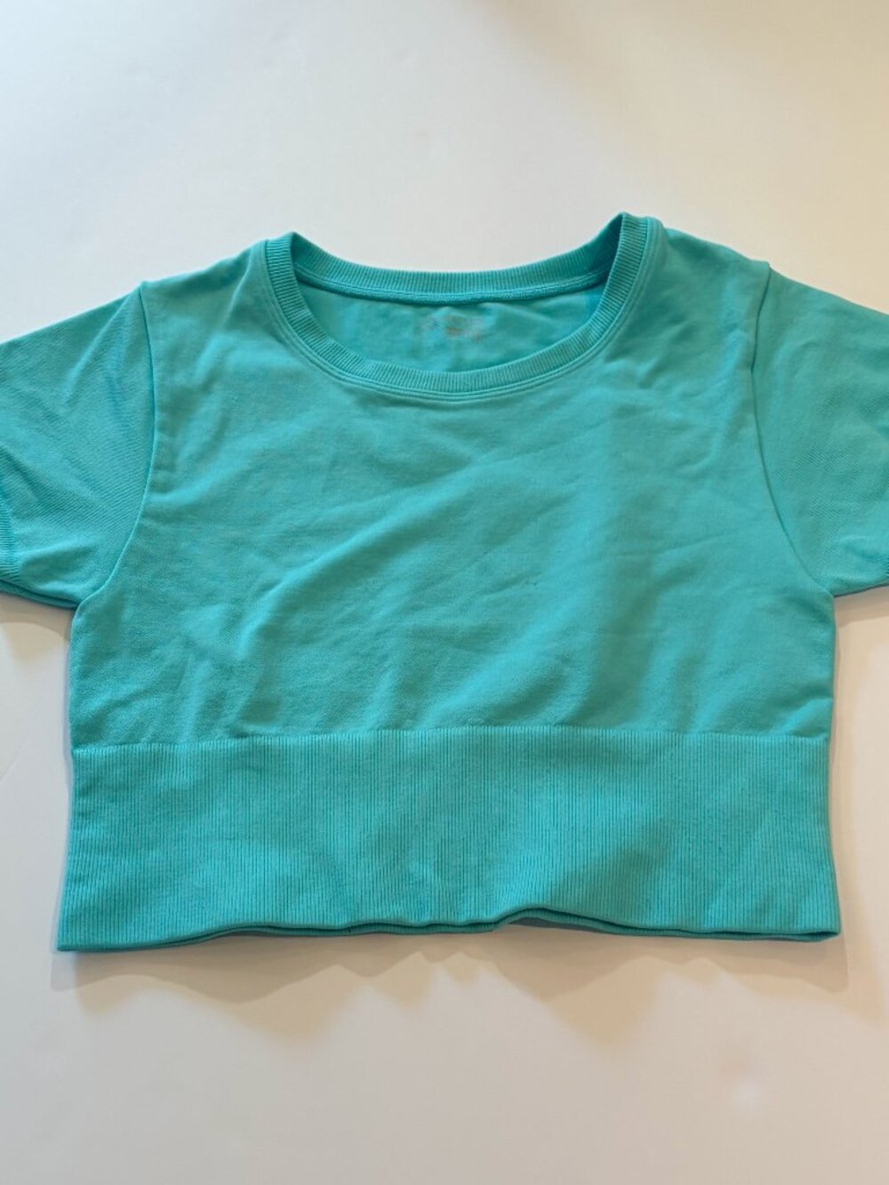 Aerie OFFLINE Teal Blue Seamless Cropped Workout Top Women’s Size Small
